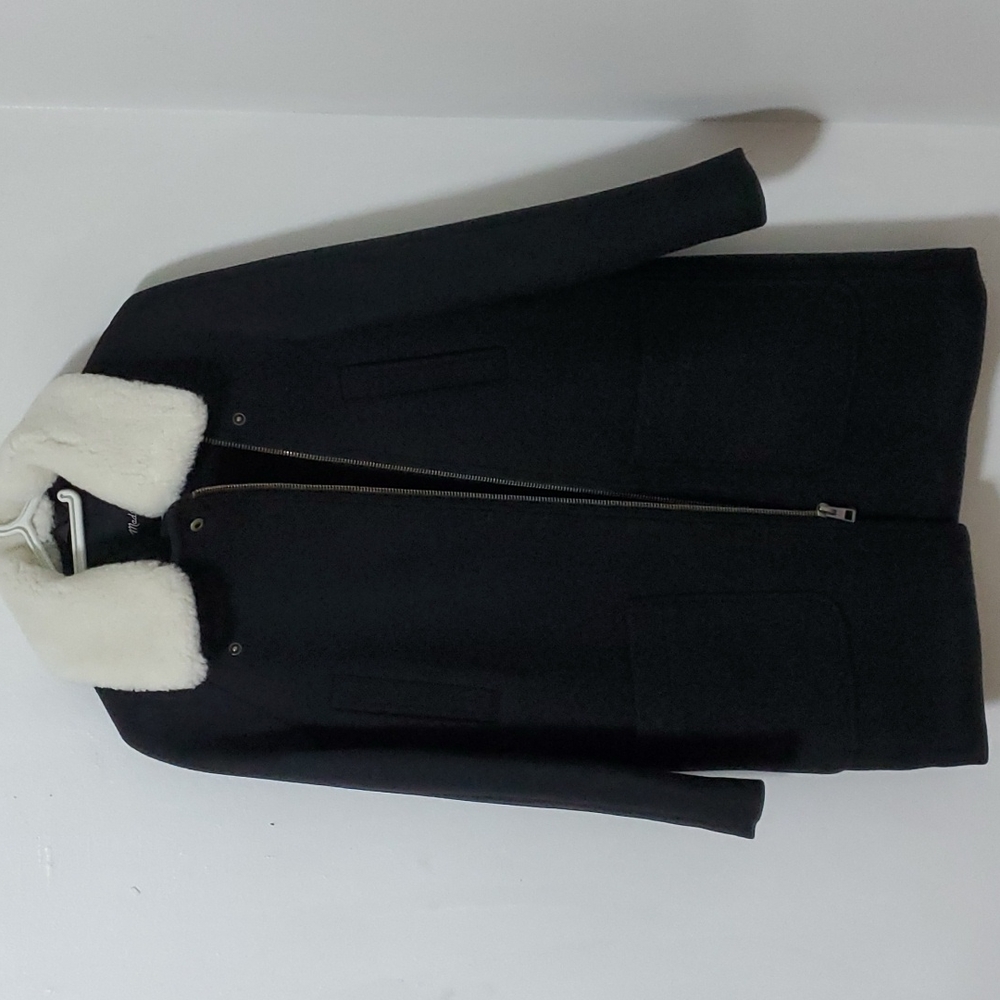 Madewell Eldridge Zip Coat Insuluxe Black Dark Grey XS